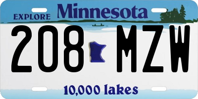 MN license plate 208MZW