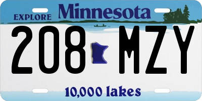 MN license plate 208MZY