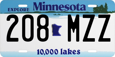 MN license plate 208MZZ