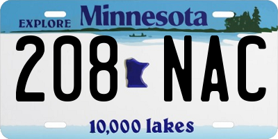 MN license plate 208NAC