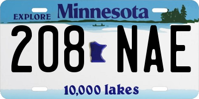 MN license plate 208NAE