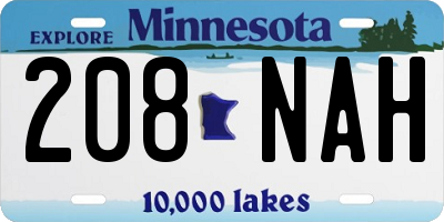MN license plate 208NAH