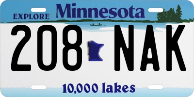 MN license plate 208NAK