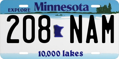 MN license plate 208NAM