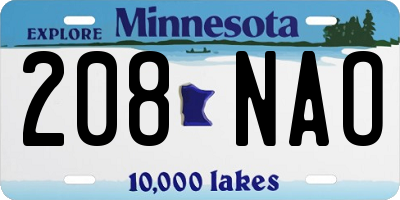 MN license plate 208NAO