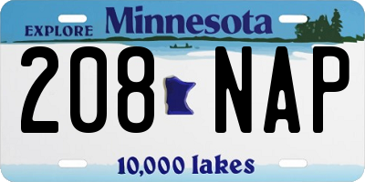 MN license plate 208NAP