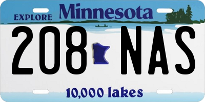 MN license plate 208NAS
