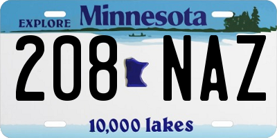 MN license plate 208NAZ