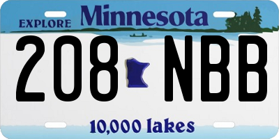 MN license plate 208NBB