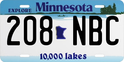 MN license plate 208NBC