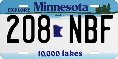 MN license plate 208NBF
