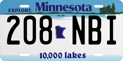MN license plate 208NBI