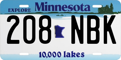 MN license plate 208NBK