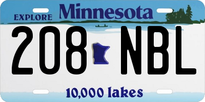 MN license plate 208NBL