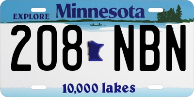MN license plate 208NBN