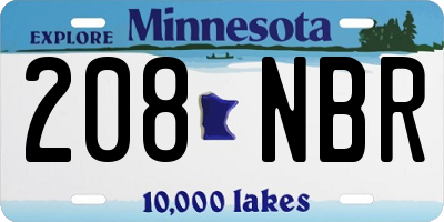 MN license plate 208NBR
