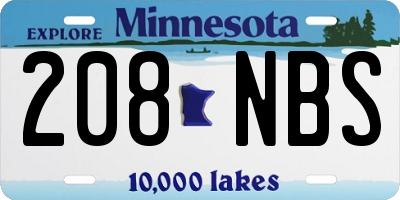 MN license plate 208NBS