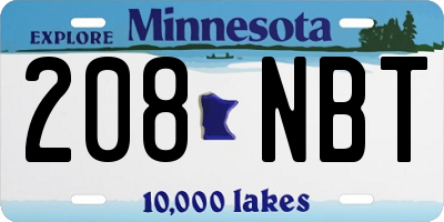 MN license plate 208NBT