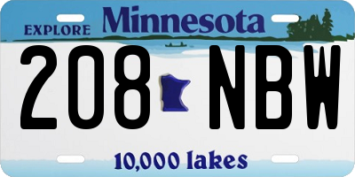 MN license plate 208NBW