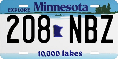 MN license plate 208NBZ