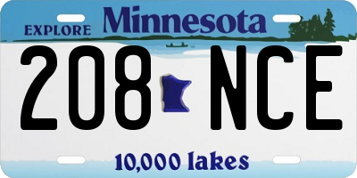 MN license plate 208NCE
