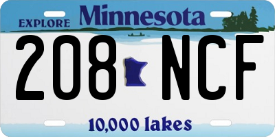 MN license plate 208NCF