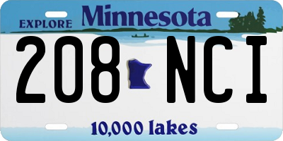 MN license plate 208NCI