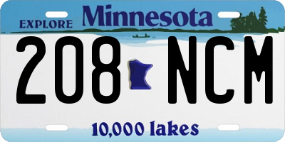 MN license plate 208NCM