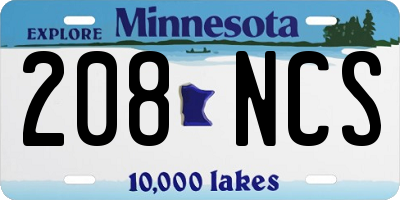 MN license plate 208NCS