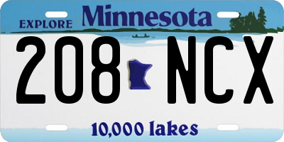 MN license plate 208NCX