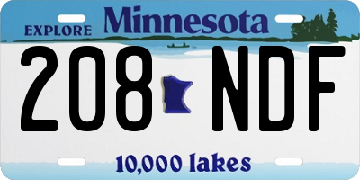 MN license plate 208NDF