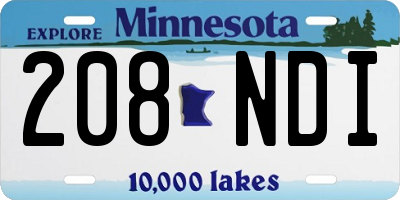 MN license plate 208NDI