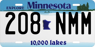 MN license plate 208NMM