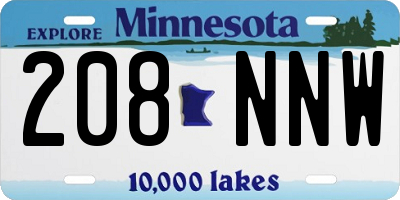 MN license plate 208NNW