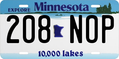 MN license plate 208NOP