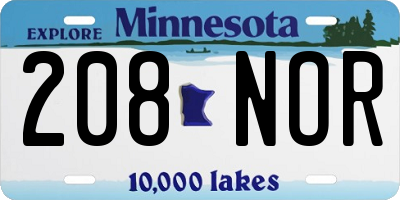 MN license plate 208NOR