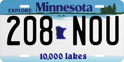 MN license plate 208NOU