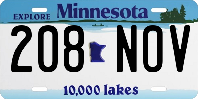 MN license plate 208NOV