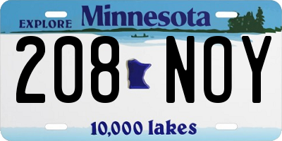 MN license plate 208NOY