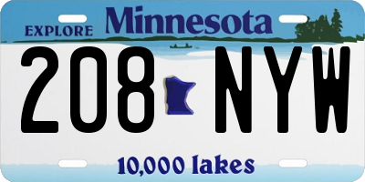 MN license plate 208NYW