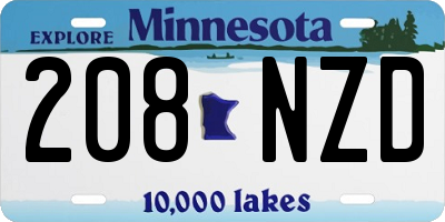 MN license plate 208NZD