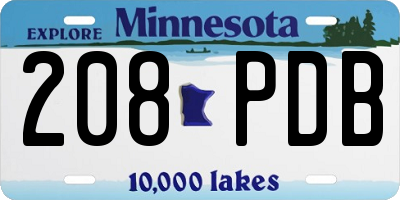 MN license plate 208PDB