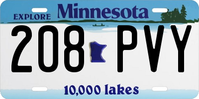 MN license plate 208PVY
