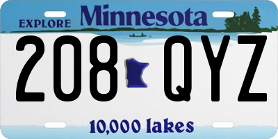 MN license plate 208QYZ