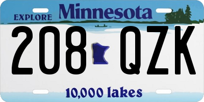 MN license plate 208QZK