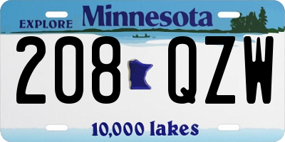 MN license plate 208QZW