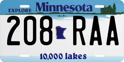 MN license plate 208RAA