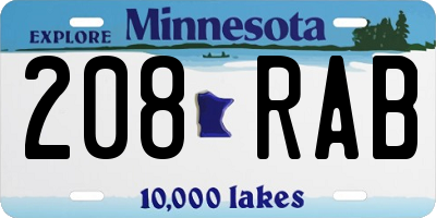 MN license plate 208RAB