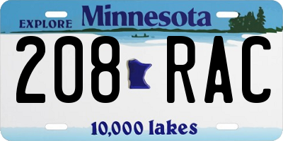 MN license plate 208RAC