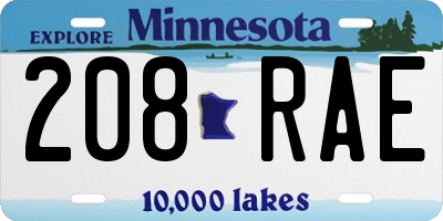 MN license plate 208RAE